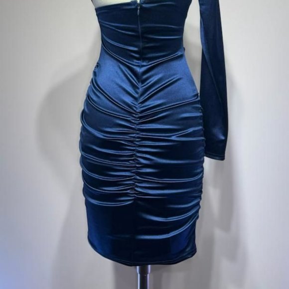 NEW SHORT EVENING DRESS WITH ONE SHOULDER NECKLINE AND ZIPPER BACK CD B2313 - Picture 8 of 8